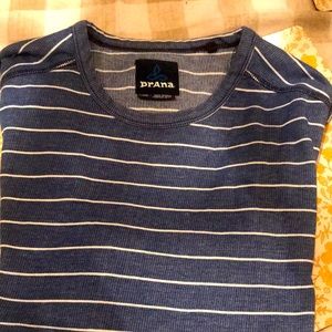 Men’s Prana blue and white long sleeve shirt